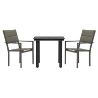 Set da Pranzo da Giardino 3 pz Nero in Acciaio e Textilenecod mxl 101084