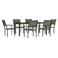 Set da Pranzo da Giardino 7 pz Nero in Acciaio e Textilenecod mxl 77108