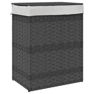 Cesto Portabiancheria Coperchio Grigio 46x33x60 cm Polyrattan 372031