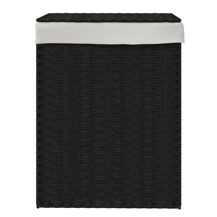 Cesto Portabiancheria con Coperchio Nero 46x33x60 cm Polyrattan 372032