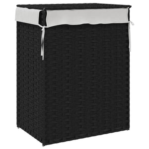 Cesto Portabiancheria con Coperchio Nero 46x33x60 cm Polyrattan 372032