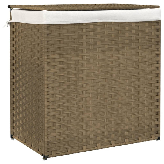 Cesto Portabiancheria con 2 Sezioni 53x35x57 cm Polyrattan 372034