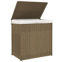 Cesto Portabiancheria con 2 Sezioni 53x35x57 cm Polyrattan 372034