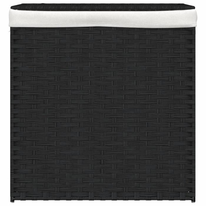 Cesto Portabiancheria 2 Sezioni Nero 53x35x57 cm Polyrattan 372037