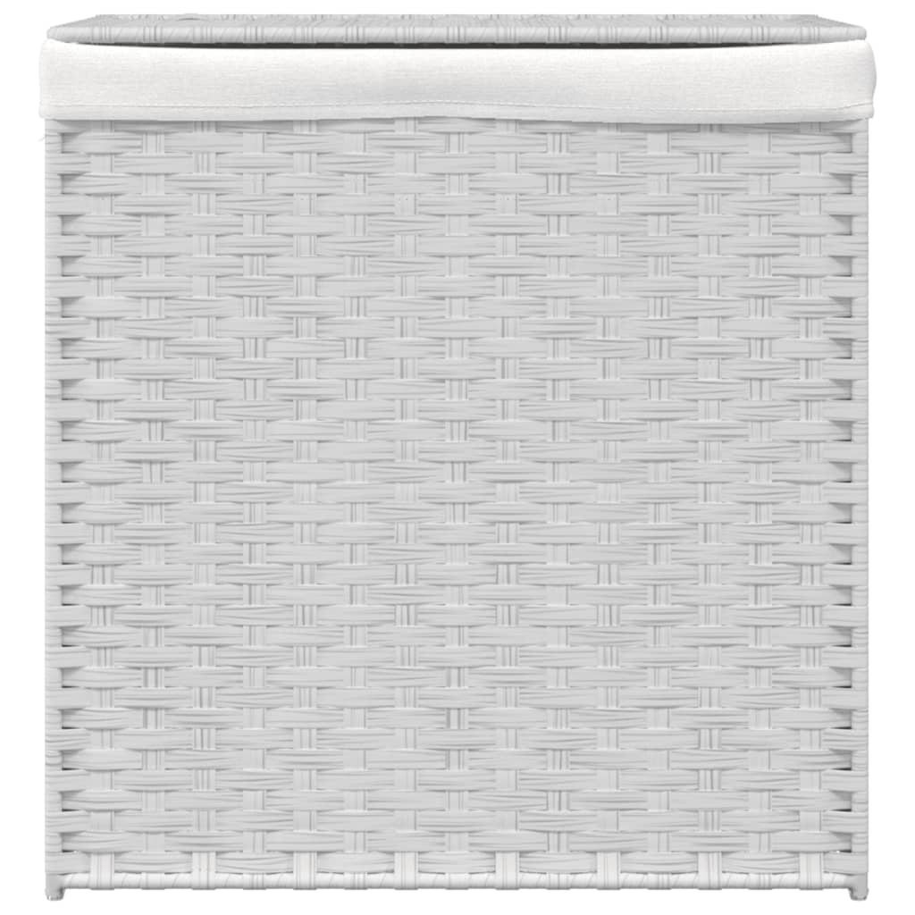 Cesto Portabiancheria 2 Sezioni Bianco 53x35x57 cm Polyrattan 372038