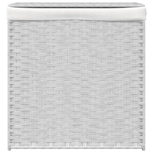 Cesto Portabiancheria 2 Sezioni Bianco 53x35x57 cm Polyrattan 372038