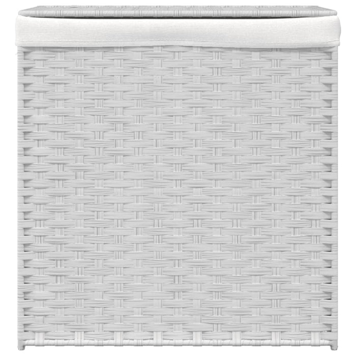 Cesto Portabiancheria 2 Sezioni Bianco 53x35x57 cm Polyrattan 372038