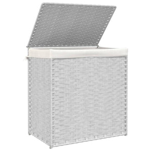 Cesto Portabiancheria 2 Sezioni Bianco 53x35x57 cm Polyrattan 372038