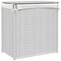 Cesto Portabiancheria 2 Sezioni Bianco 53x35x57 cm Polyrattan 372038