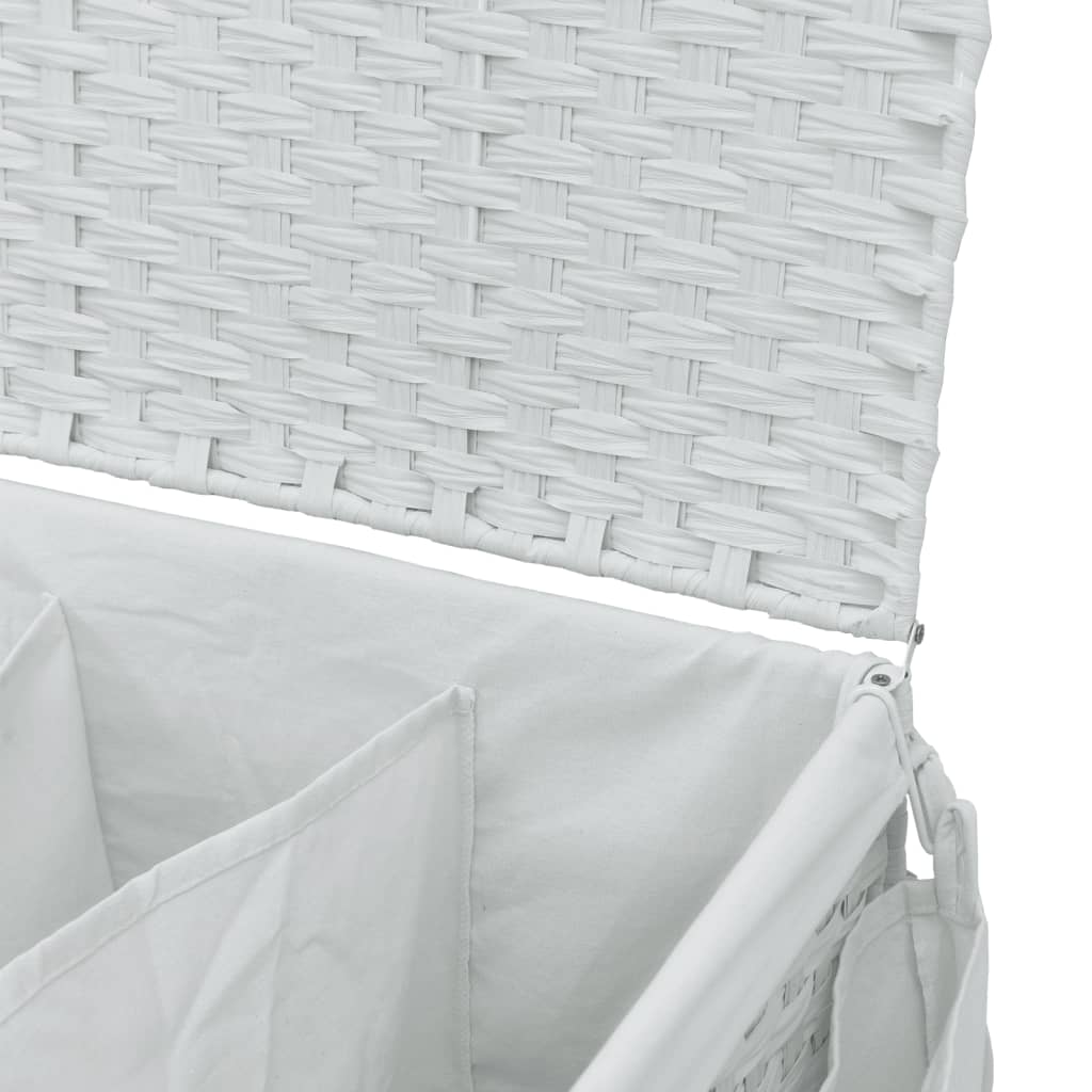 Cesto Portabiancheria con Ruote Bianco 60x35x60,5 cm Rattan 372043