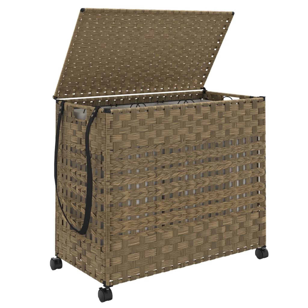 Cesto Portabiancheria con Ruote 66x35x60 cm Rattan 372044