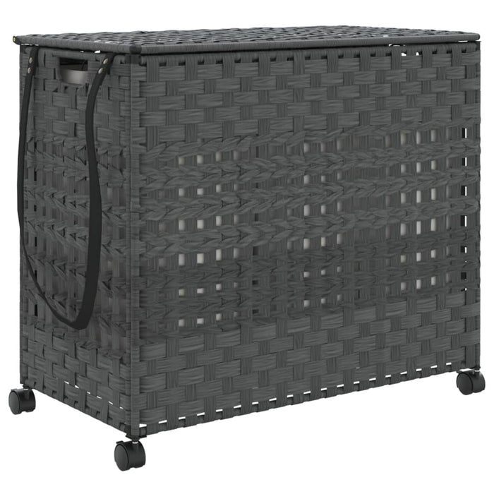 Cesto Portabiancheria con Ruote Grigio 66x35x60 cm Rattan 372046