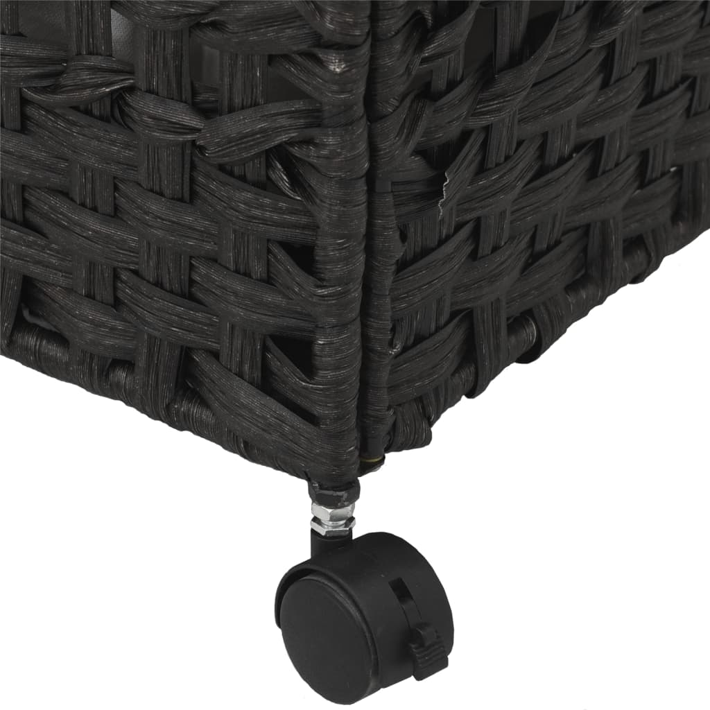 Cesto Portabiancheria con Ruote Nero 66x35x60 cm Rattan 372047