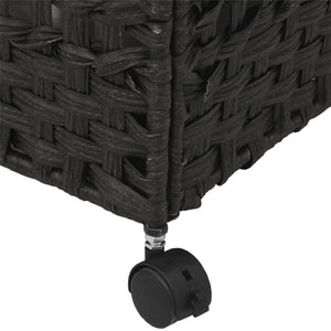 Cesto Portabiancheria con Ruote Nero 66x35x60 cm Rattan 372047