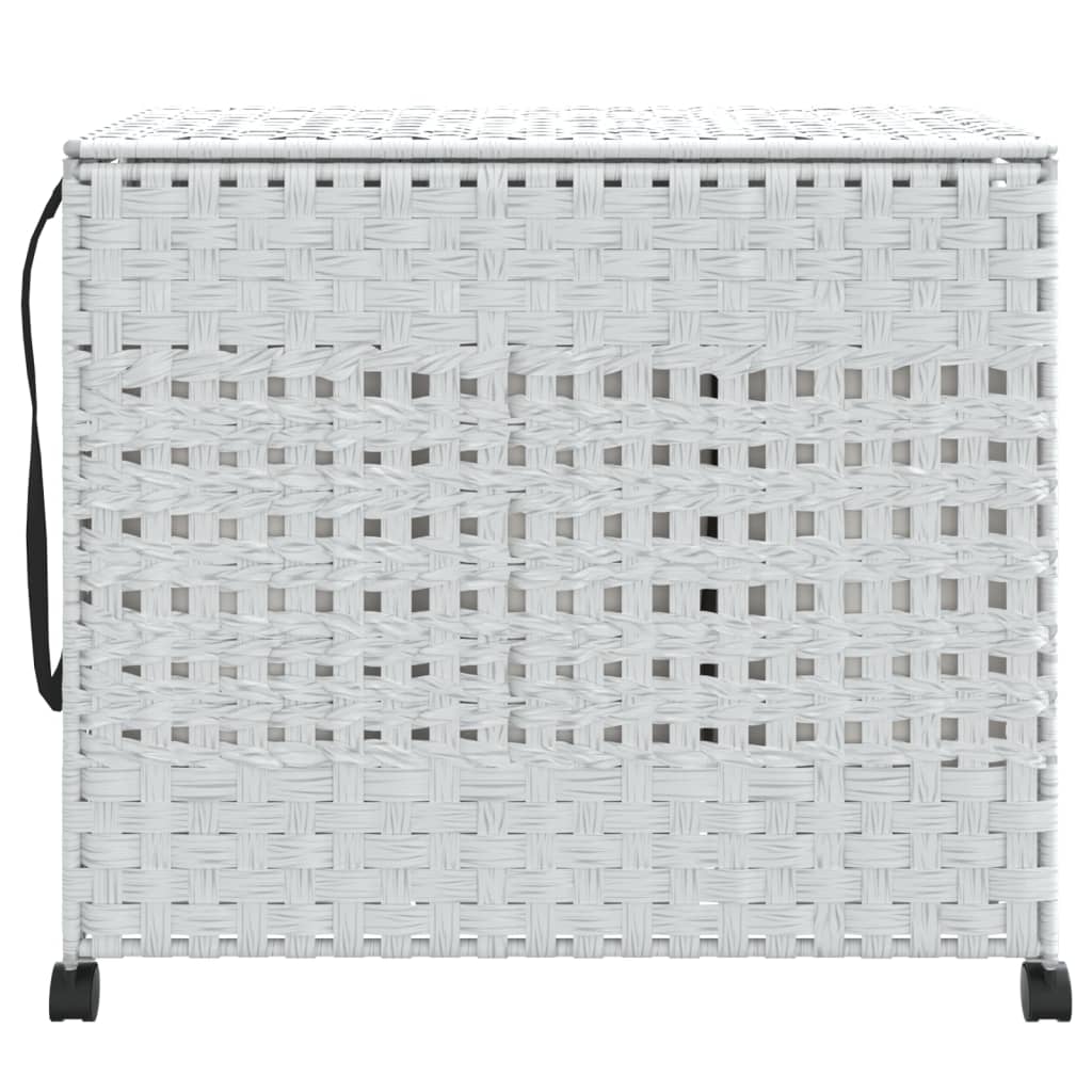 Cesto Portabiancheria con Ruote Bianco 66x35x60 cm Rattan 372048