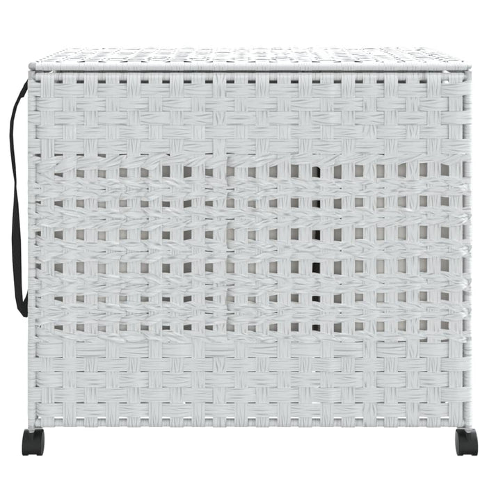 Cesto Portabiancheria con Ruote Bianco 66x35x60 cm Rattan 372048