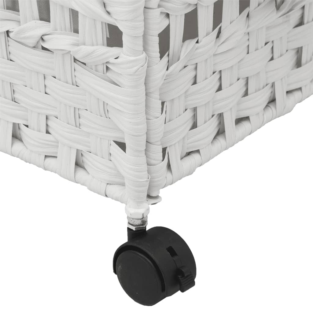 Cesto Portabiancheria con Ruote Bianco 66x35x60 cm Rattan 372048