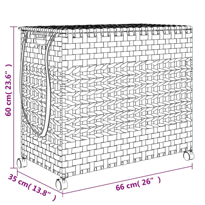 Cesto Portabiancheria con Ruote Bianco 66x35x60 cm Rattan 372048