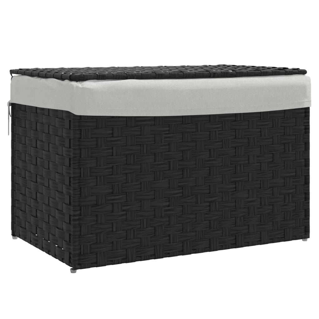 Cesto Portabiancheria Coperchio Nero 55,5x35x34 cm Polyrattancod mxl 109621