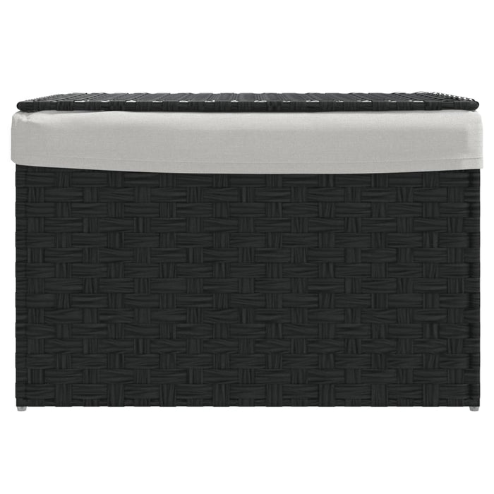 Cesto Portabiancheria Coperchio Nero 55,5x35x34 cm Polyrattancod mxl 109621