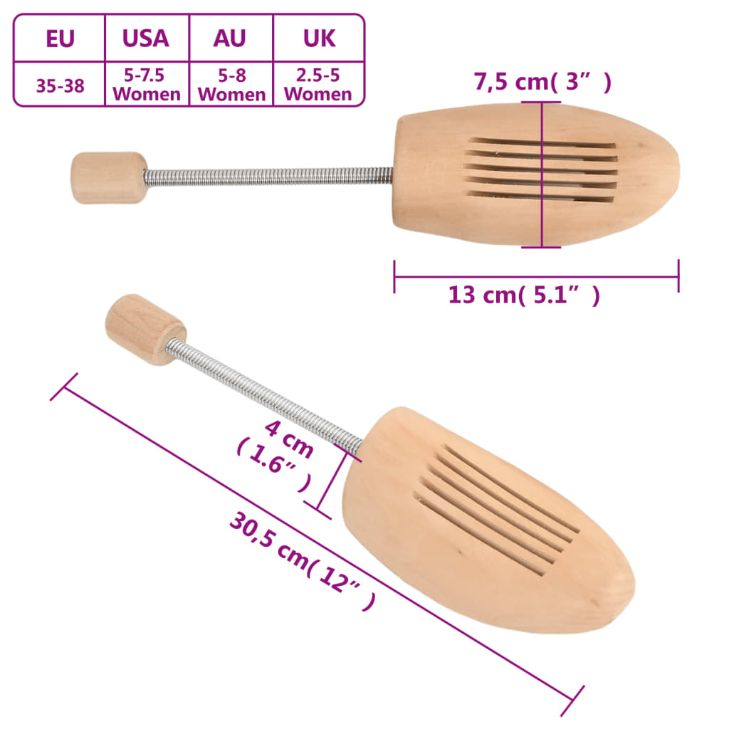 Tendiscarpe 2 Paia EU 35-38 Legno Massello di Loto 155255