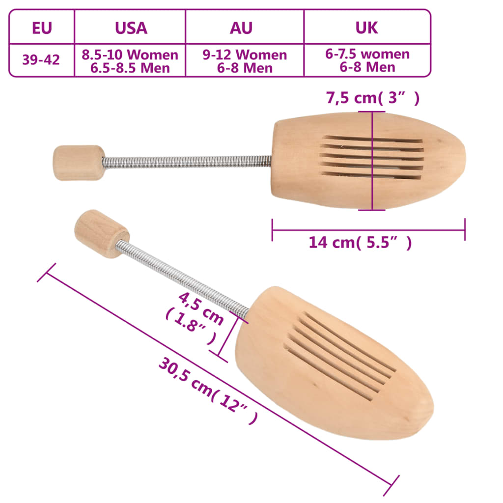 Tendiscarpe 2 Paia EU 39-42 Legno Massello di Loto 155256