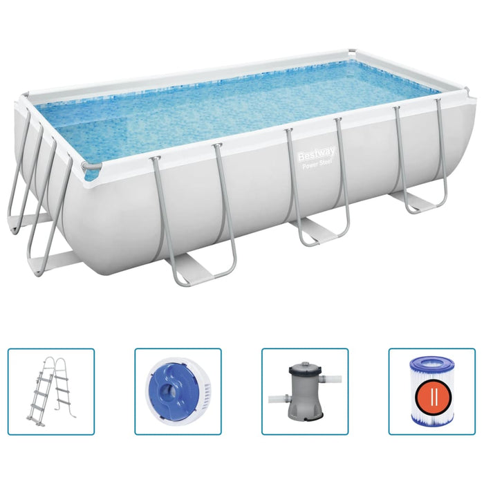 Bestway Set Piscina Power Steel Rettangolare 404x201x100 cmcod mxl 69860