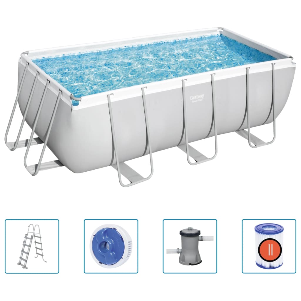 Bestway Set Piscina Power Steel Rettangolare 412x201x122 cm 3202531