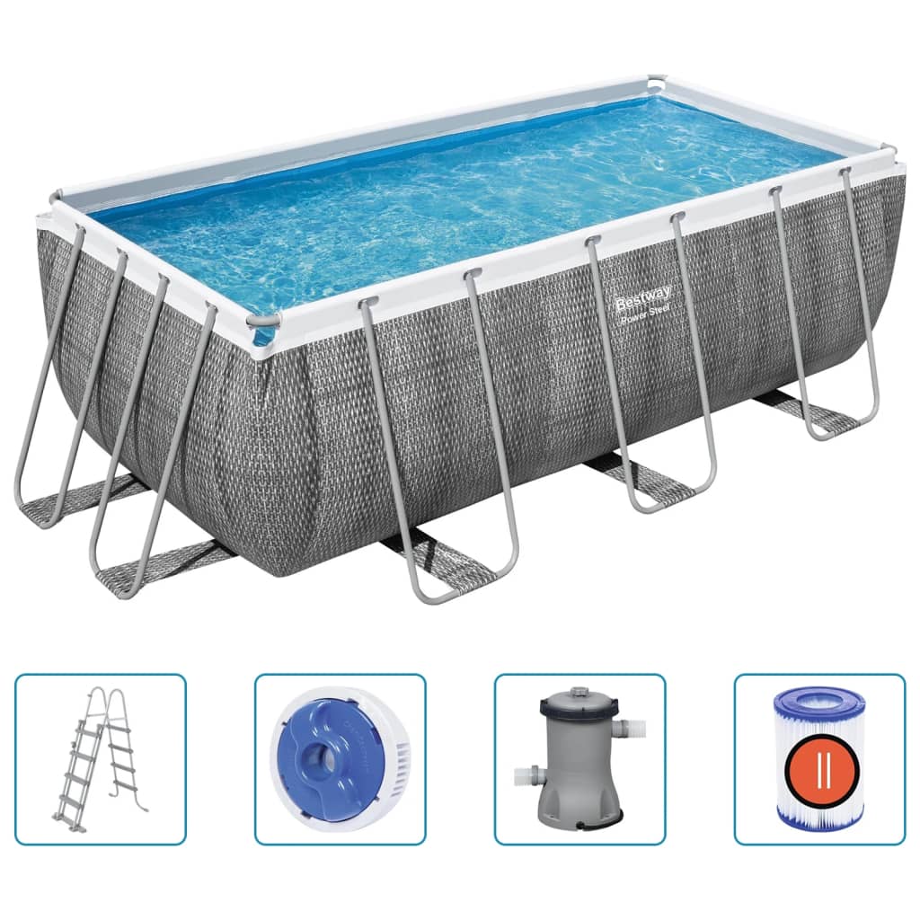 Bestway Set Piscina Rettangolare Power Steel 412x201x122 cm 3202536