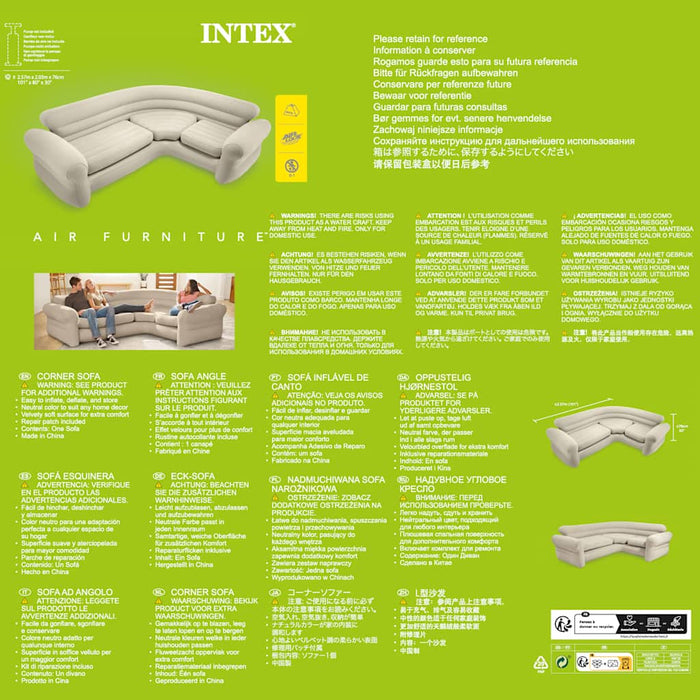 INTEX Sofà/Divano Angolare Gonfiabile 257x203x76 cm 68575NP 3202736