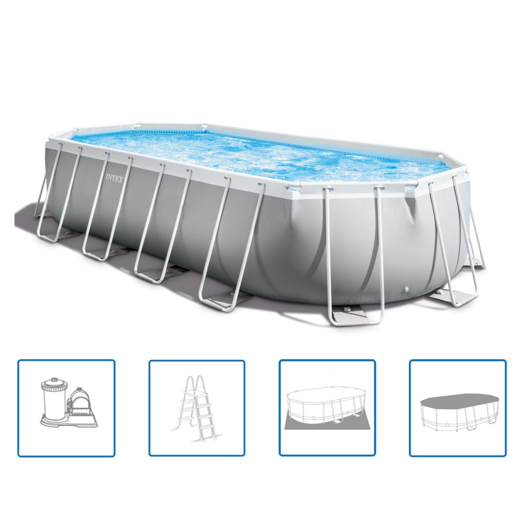 INTEX Set Piscina Ovale Prism Frame 610x305x122 cm 3202763