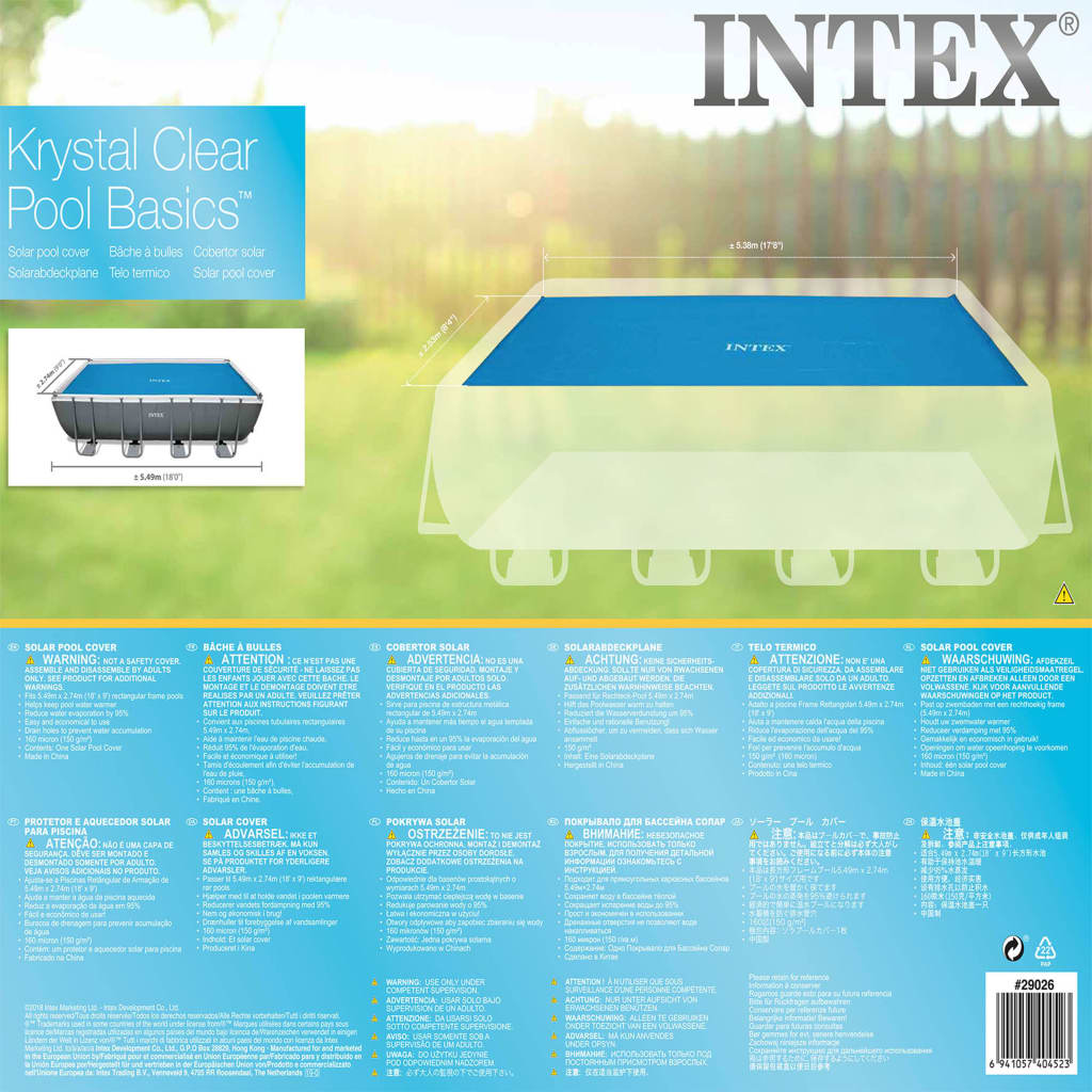 INTEX Copertura Solare per Piscina Rettangolare 549x274 cm 3202787