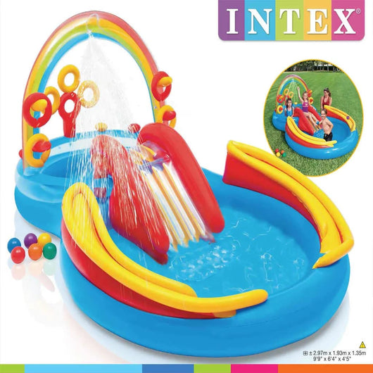 INTEX Piscina Gonfiabile Rainbow Ring Play Center 297x193 x135 cm 3202797