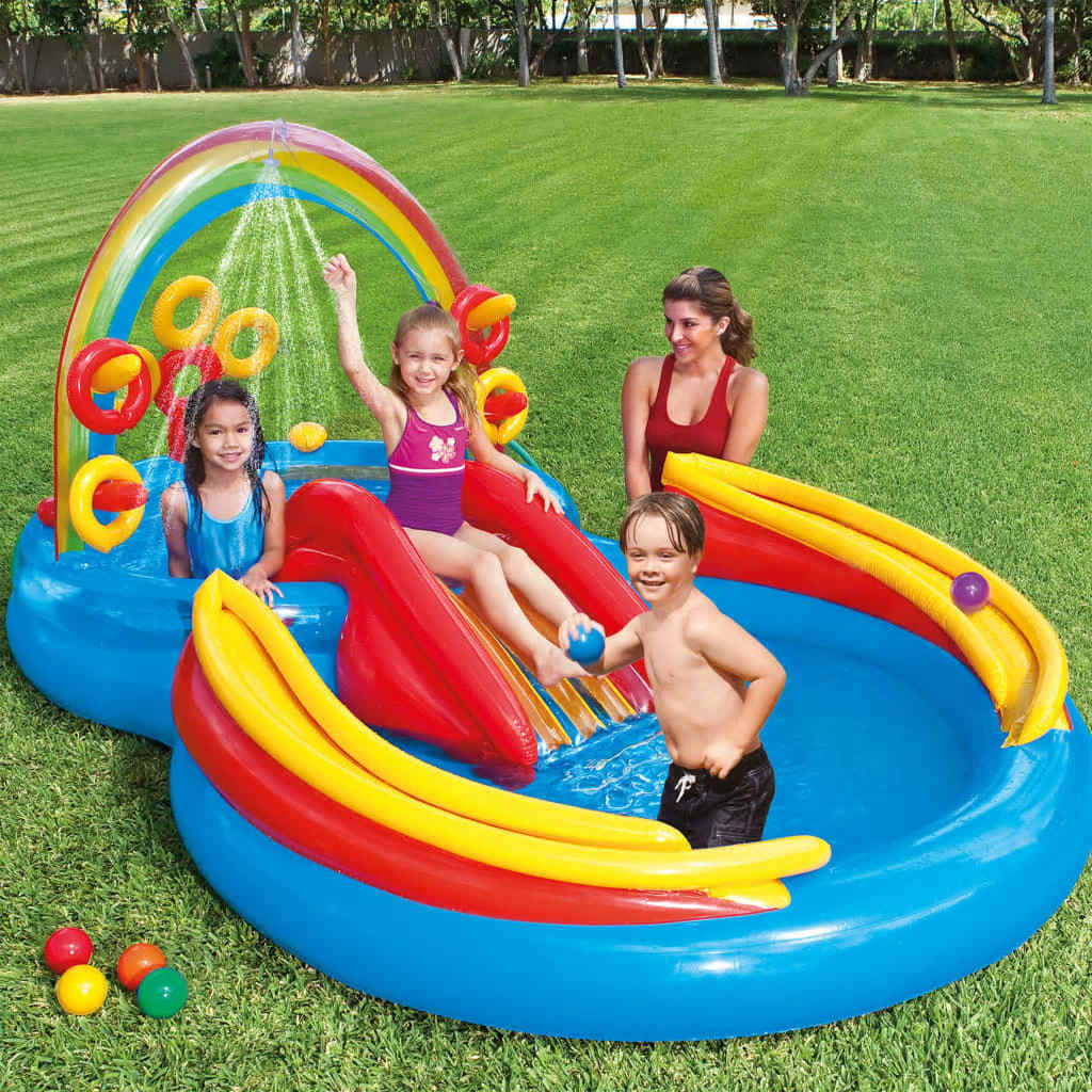 INTEX Piscina Gonfiabile Rainbow Ring Play Center 297x193 x135 cm 3202797