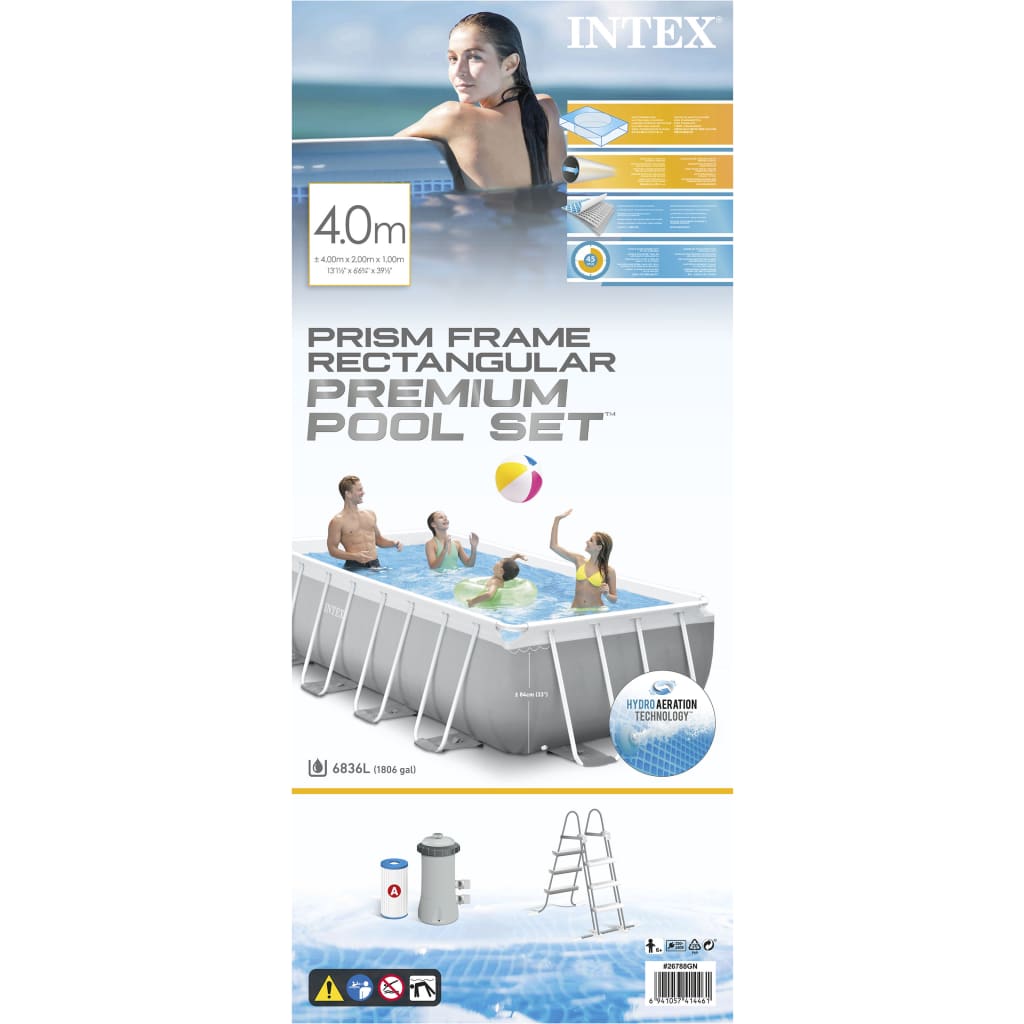 INTEX Set Piscina Prism Frame Rettangolare 400x200x100 cm 3202845