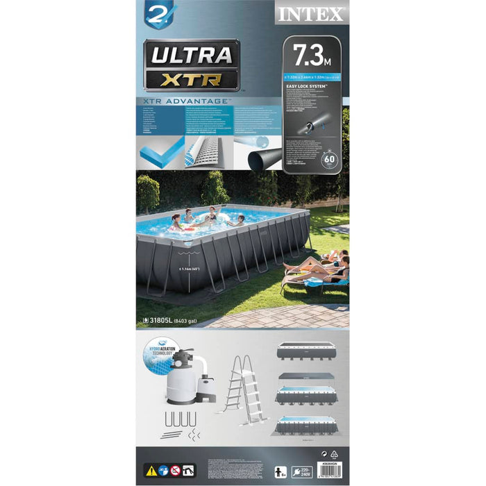 INTEX Set Piscina Ultra XTR Frame Rettangolare 732x366x132 cm