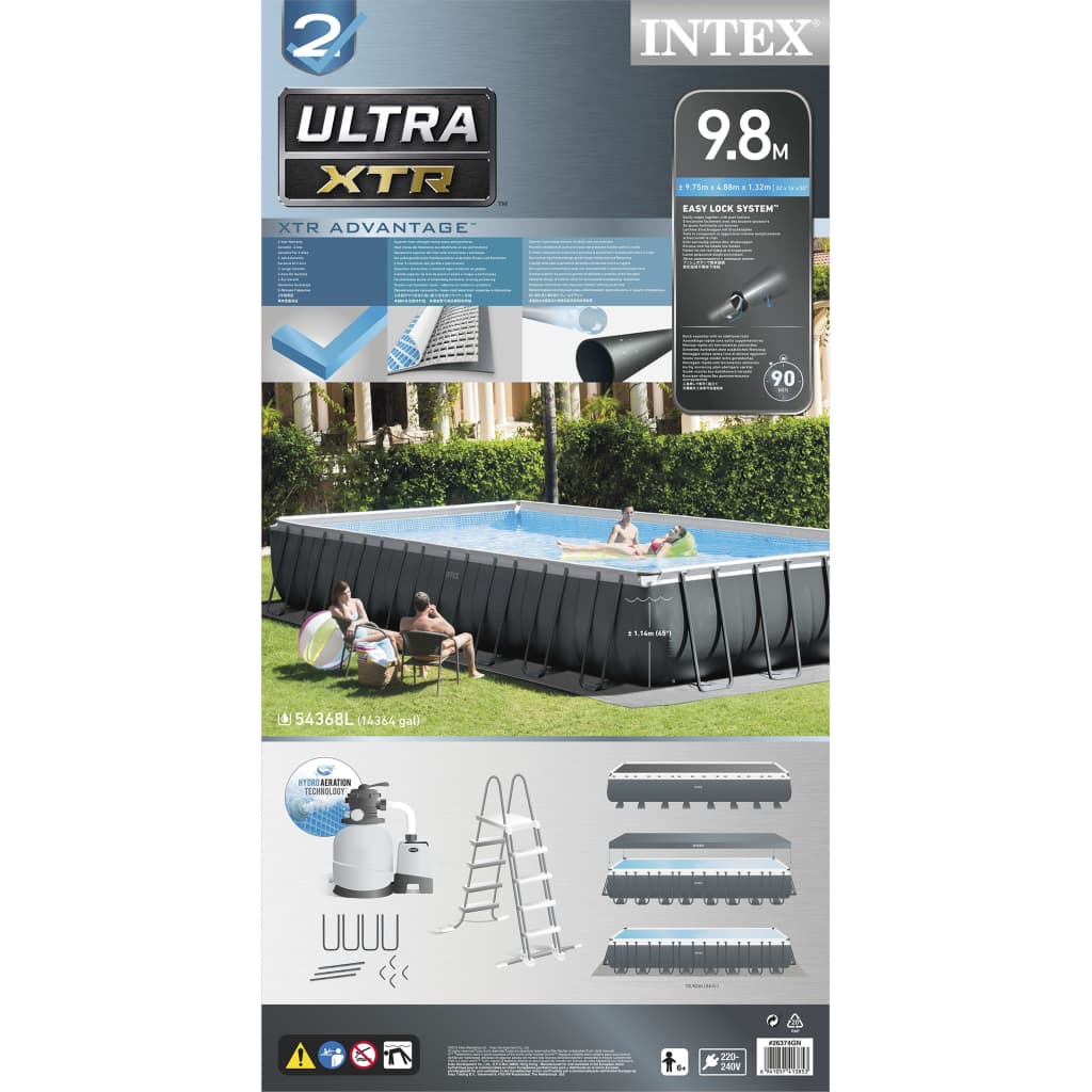 INTEX Set Piscina Ultra XTR Frame Rettangolare 975x488x132 cm