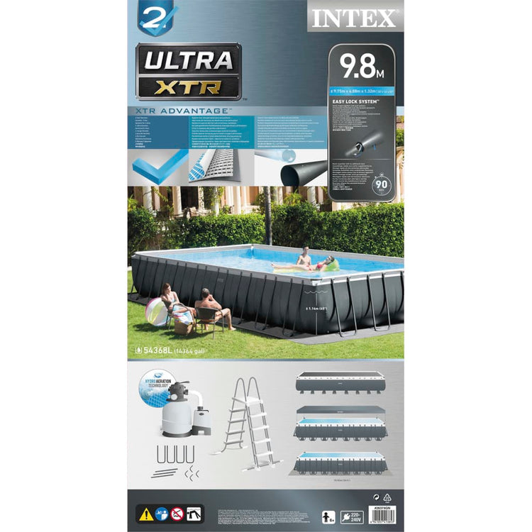 INTEX Set Piscina Ultra XTR Frame Rettangolare 975x488x132 cm