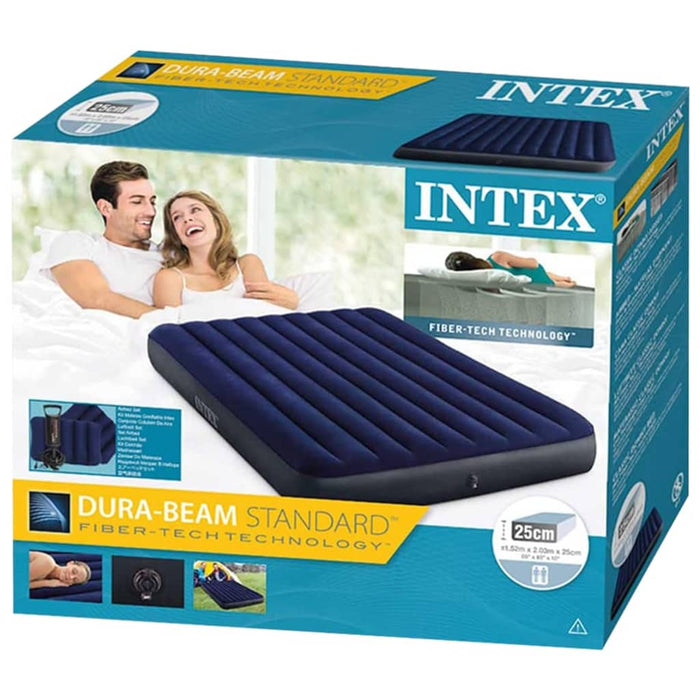 INTEX Materasso Gonfiabile con Pompa Dura-Beam 152x203x25 cm Blu