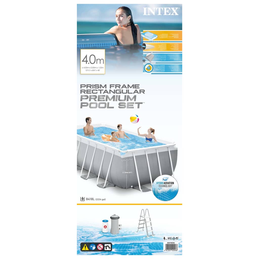 INTEX Set Piscina Prism Frame Rettangolare 400x200x122 cm 3202888