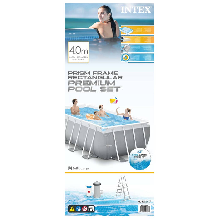 INTEX Set Piscina Prism Frame Rettangolare 400x200x122 cm 3202888