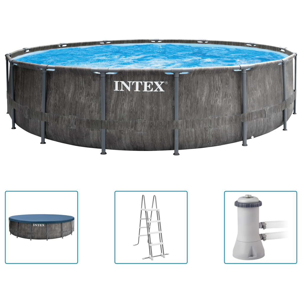 INTEX Set Piscina Greywood Prism Frame Premium 457x122 cm 3202889