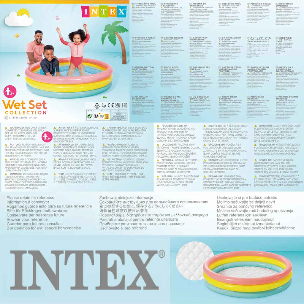 INTEX Piscina Gonfiabile Sunset 3 Anelli 114x25 cm 3202895