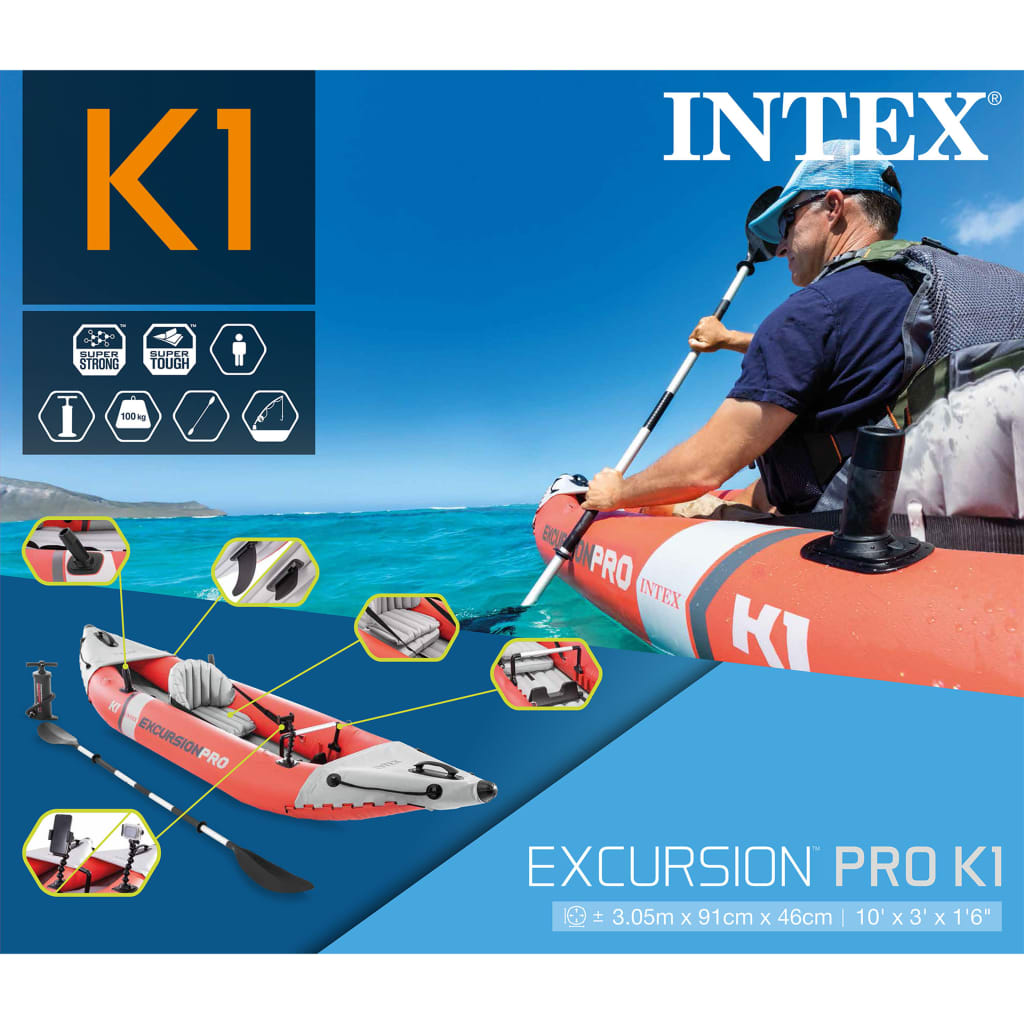 INTEX Kayak Gonfiabile Excursion Pro K1 305x91x46 cm 3202904