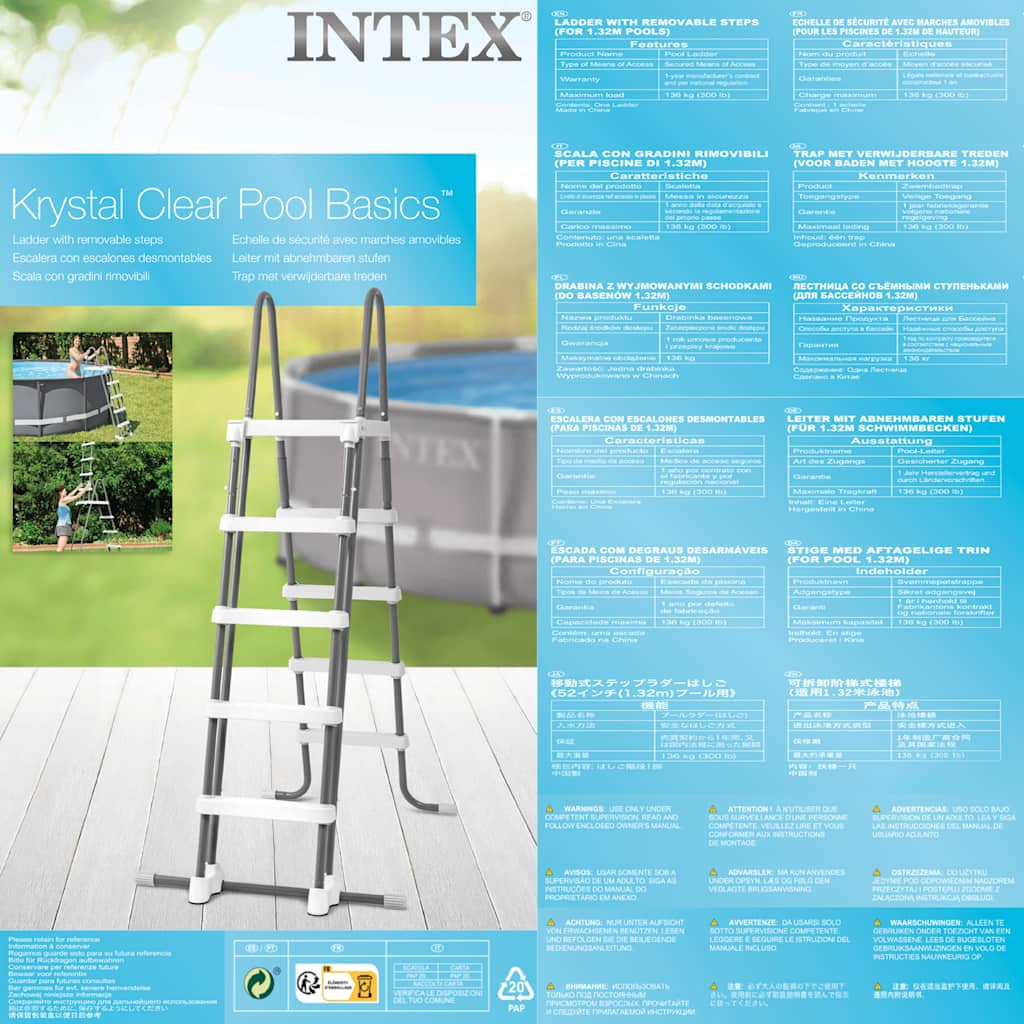 INTEX Scala di Sicurezza a 5 Gradini per Piscina 132 cm 3202930