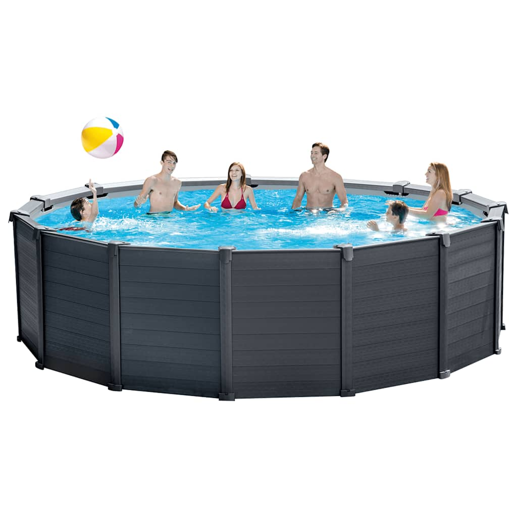 INTEX Set Piscina Fuori Terra Graphite Gray Panel 478x124 cm 3202944