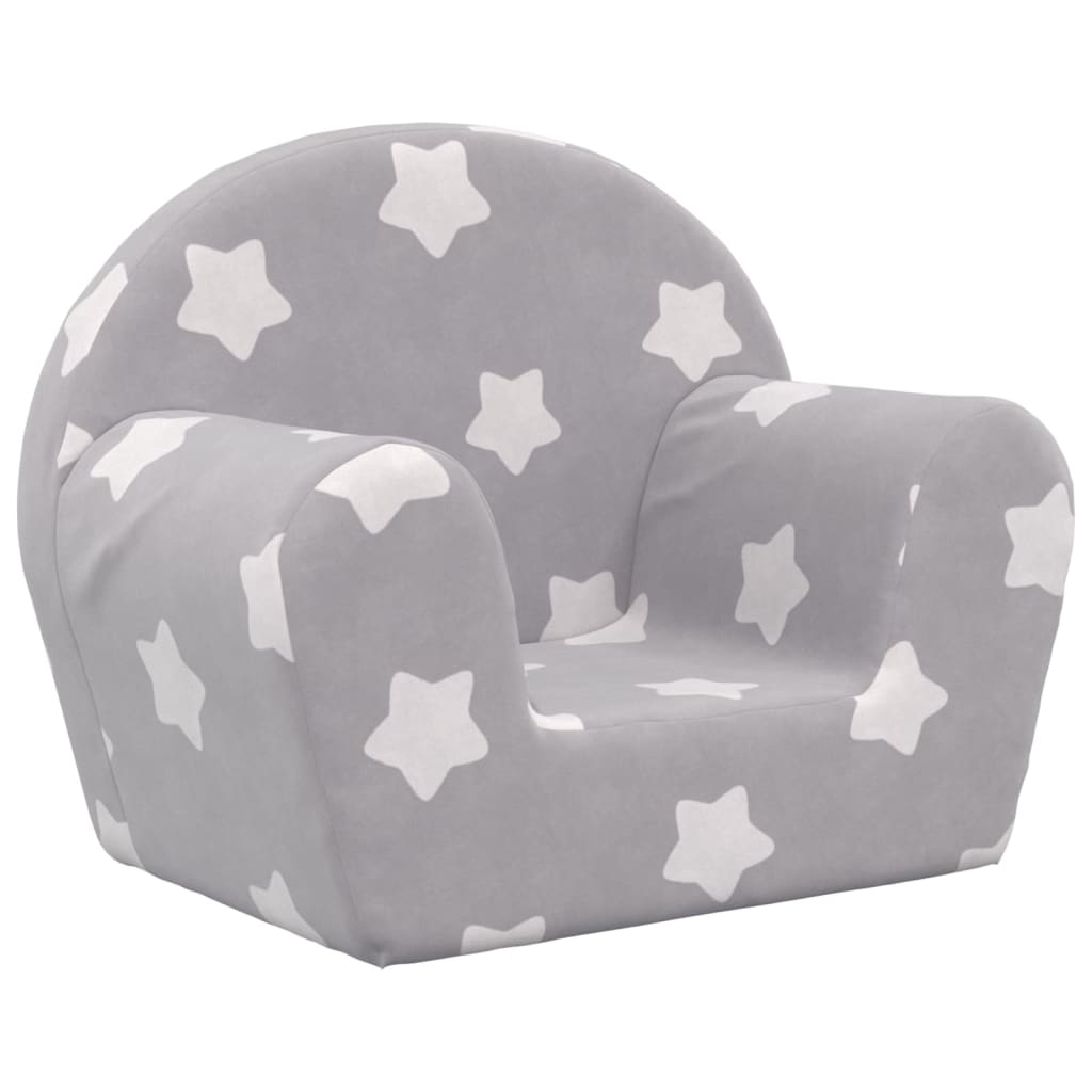 Divano per Bambini Grigio Chiaro con Stelle in Morbido Peluche 356980