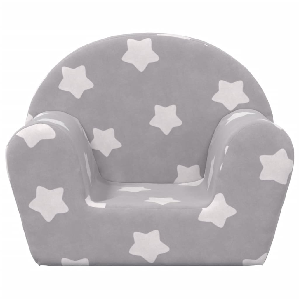 Divano per Bambini Grigio Chiaro con Stelle in Morbido Peluche 356980