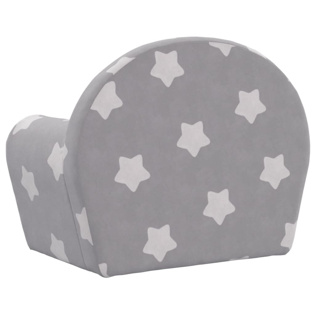 Divano per Bambini Grigio Chiaro con Stelle in Morbido Peluche 356980