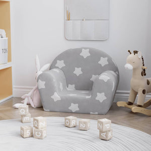 Divano per Bambini Grigio Chiaro con Stelle in Morbido Peluche 356980